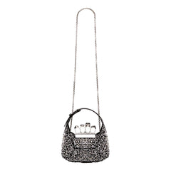 Alexander McQueen Crystal Jewelled Hobo Bag Black Skull Knuckle Handle