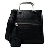 Alexander McQueen The Short Story Black Croc Print Leather Satchel