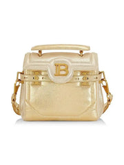 Balmain B-Buzz 23 Metallic Gold Tote Crossbody Shoulder Bag Calf Leather
