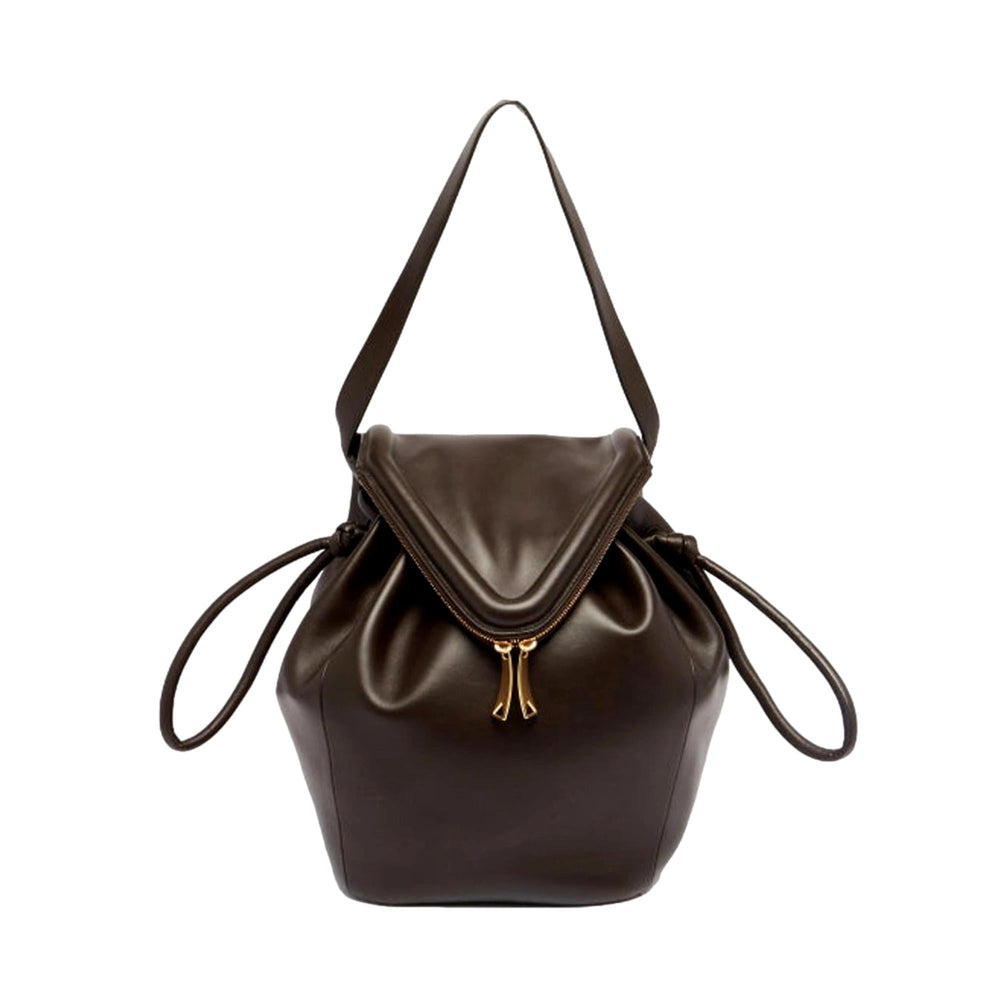 Bottega Veneta Beak Large Shoulder Bag Brown Calfskin Leather Designer Handbag