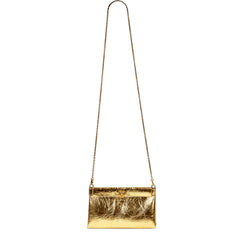 Balenciaga Crush Quilted Metallic Gold Leather Mini Crossbody Chain Bag Gold Hardware