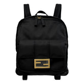 Fendi Baguette Black Nylon Small Backpack Travel Bag Gold Logo