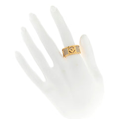 Fendi F is Fendi Crystal Gold Wide Band Ring Medium