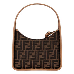 Fendi Fendessence Zucca Brown Canvas Crescent Mini Shoulder Bag