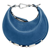 Fendi Fendigraphy Nano Hobo Calfskin Leather Mini Bag Blue