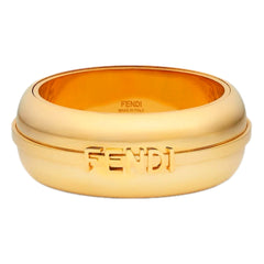 Fendi Fendigraphy Gold Tone Wide Logo Bangle Bracelet