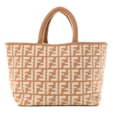 Fendi FF Cammello Large Shopper Tote Beige Knitted Cashmere Bag