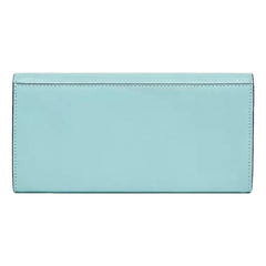 Fendi FF Diamonds Light Blue Calfskin Leather Continental Wallet on Chain Gold Hardware