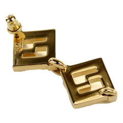 Fendi Forever FF Gold Tone Metal Dangle Stud Earrings