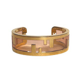 Fendi O'Lock Logo Bracelet Gold Metal Dust Pink Plexiglass Small Women's