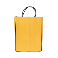 Fendi Roma 2Way Embossed Yellow Leather Crossbody Shopping Tote Bag