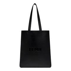 Fendi Roma Black Calfskin Leather Large Shopping Tote Bag
