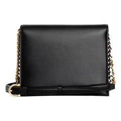 Ferragamo Trifolio Black Leather Flap Crossbody Bag Gold Gancini Designer