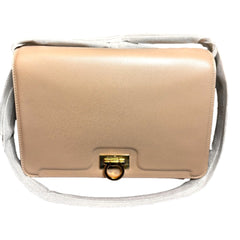 Ferragamo Trifolio Soft Leather Flap Crossbody Bag Ameretti Beige Gold Hardware