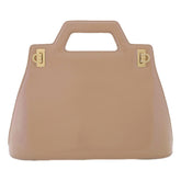 Ferragamo Wanda Beige Patent Leather Top Handle Handbag