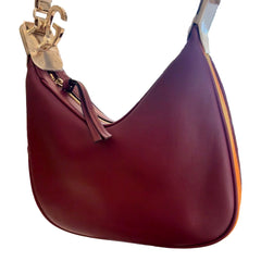 Gucci Attache Small Burgundy Leather Shoulder Crossbody Bag Web Stripe