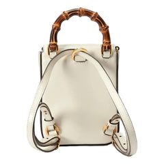 Gucci Bamboo 1947 Mini Cream Leather Top Handle Crossbody Bag