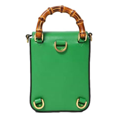 Gucci Bamboo 1947 Mini Green Leather Top Handle Crossbody Bag