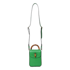 Gucci Bamboo 1947 Mini Green Leather Top Handle Crossbody Bag