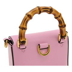 Gucci Bamboo 1947 Mini Pink Leather Top Handle Crossbody Bag