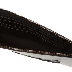 Gucci Blade Embroidered Black Leather Pouch Wristlet Clutch Bag