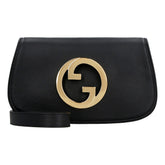 Gucci Blondie Black Leather Shoulder Bag with Gold Hardware