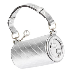 Gucci Blondie Mini Shoulder Bag in Metallic Silver Leather