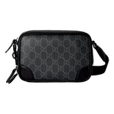 Gucci GG Black Canvas and Leather Unisex Dual Compartment Crossbody Bag