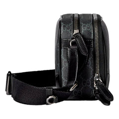 Gucci GG Black Canvas and Leather Unisex Dual Compartment Crossbody Bag