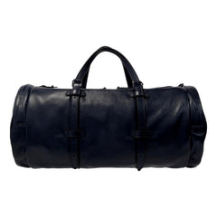 Gucci GG Logo Deep Blue Buffalo Leather Duffle Tote with Strap