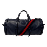 Gucci GG Logo Deep Blue Buffalo Leather Duffle Tote with Strap