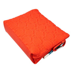 Gucci GG Scuba Neon Orange Rubber-Effect Small Clutch Pouch Bag