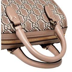 Gucci GG Shadow Monogram Canvas Leather Mini Bowler Bag Beige Black