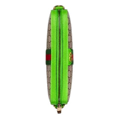 Gucci GG Supreme Canvas Ophidia Small Crossbody Web Stripe Neon Green
