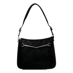 Gucci Horsebit Black Fur Slim Shoulder Bag