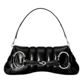 Gucci Horsebit Vertical Quilted Leather Medium Shoulder Bag Black