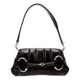 Gucci Horsebit Quilted Leather Small Chain Shoulder Bag Black