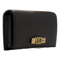 Gucci Interlocking GG Black Python Leather Bow Wallet on Chain Gold Hardware