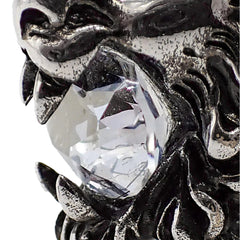 Gucci Lion Head Motif Silver Ring Crystal Size 10