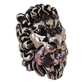 Gucci Lion Head Silver Ring with Light Pink Crystal Size 10