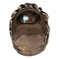 Gucci Lion Head Silver Ring with Light Pink Crystal Size 10