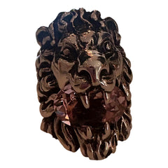 Gucci Lion Head Silver Ring with Light Pink Crystal Size 10