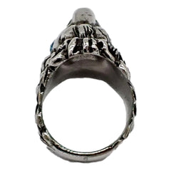 Gucci Lion Head Motif Silver Ring Crystal Size 10