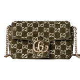 Gucci GG Marmont Olive Green Boucle Terry Chain Crossbody Bag