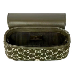 Gucci GG Marmont Olive Green Boucle Terry Chain Crossbody Bag