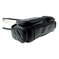 Gucci GG Marmont Dual Compartment Black Leather Shoulder Bag Gold Logo