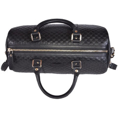 Gucci Microguccissima GG Boston Bag Black Embossed Leather Gold Hardware