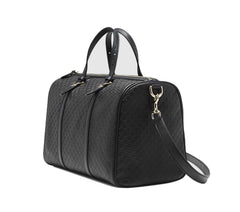 Gucci Microguccissima GG Boston Bag Black Embossed Leather Gold Hardware