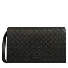 Gucci Microguccissima GG Logo Black Leather Wallet Crossbody Handbag