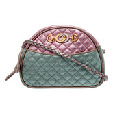 Gucci Mini Zumi Quilted Nappa Trapuntata Metallic Dome Crossbody Bag Pink and Blue